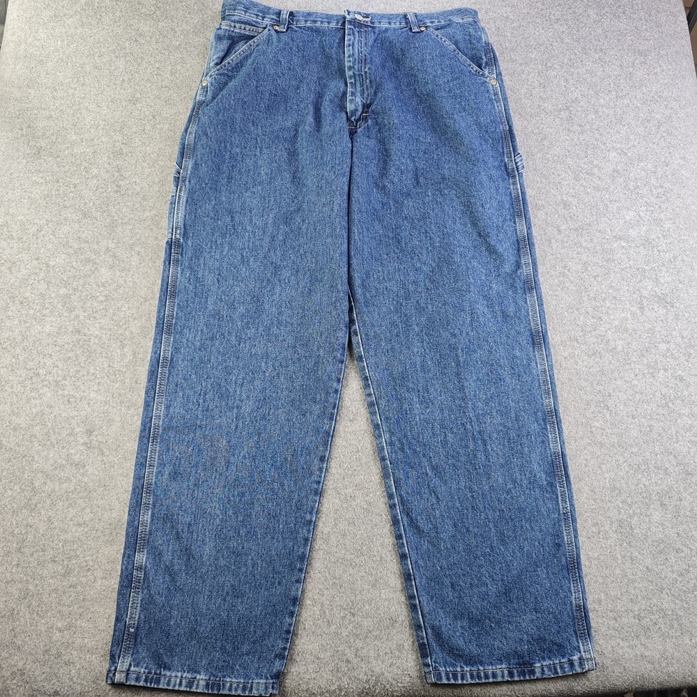 Wrangler Carpenter Jeans Mens 36x32 NWT Blue Denim Baggy Workwear Y2k